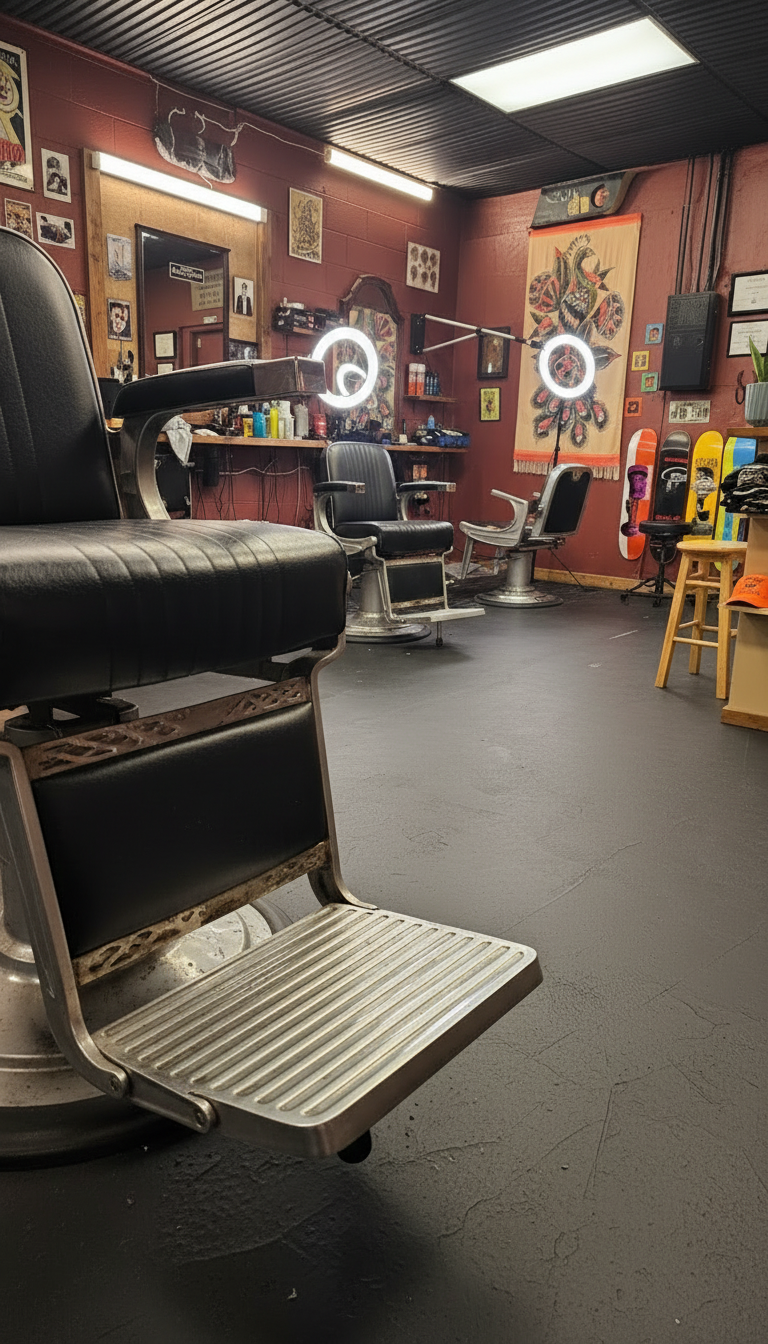 Low angle view of barber station